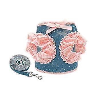 Dog Harness No Pull Design for Small Dogs Easy Walk with Leash Puppies Flower Vest Harness  S Pink