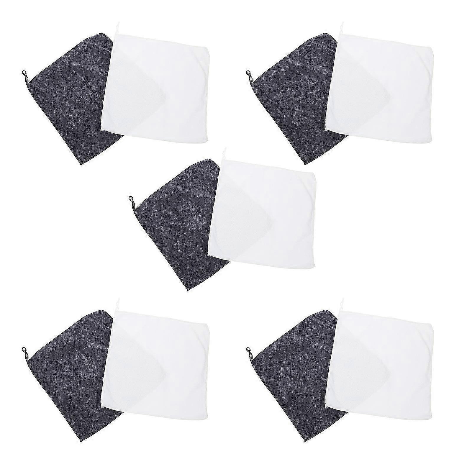 Absorbent Polyester Towels, Multi-Use for Kitchen Bathroom, 10Pcs White Grey