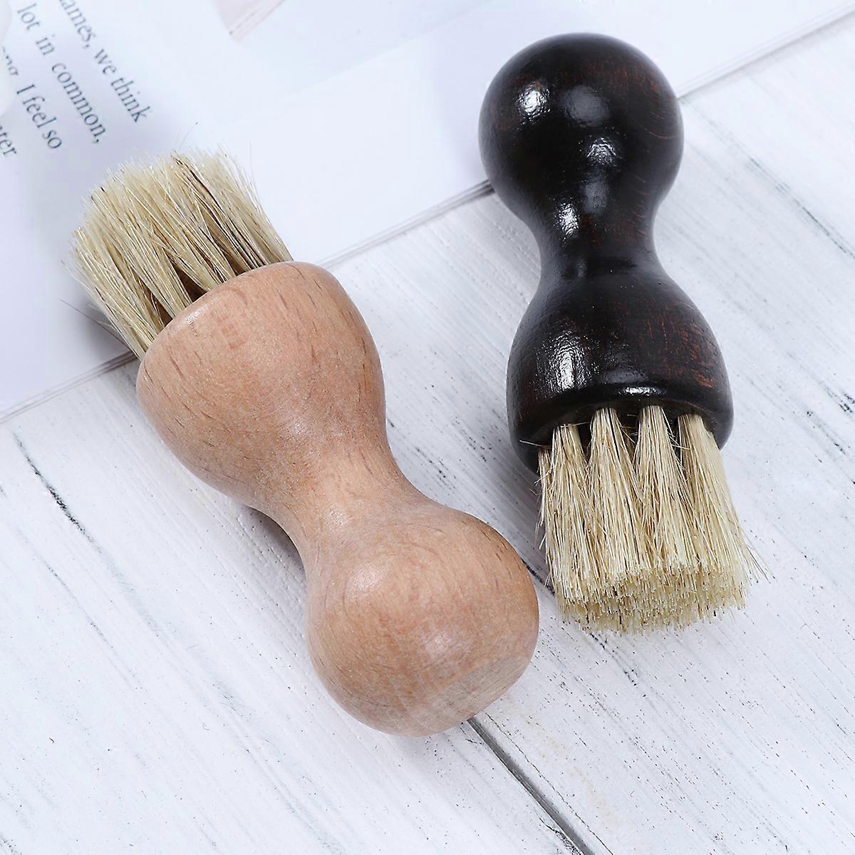 Shoes Dedusting Brush Beech Handle for Cleaning 2Pcs
