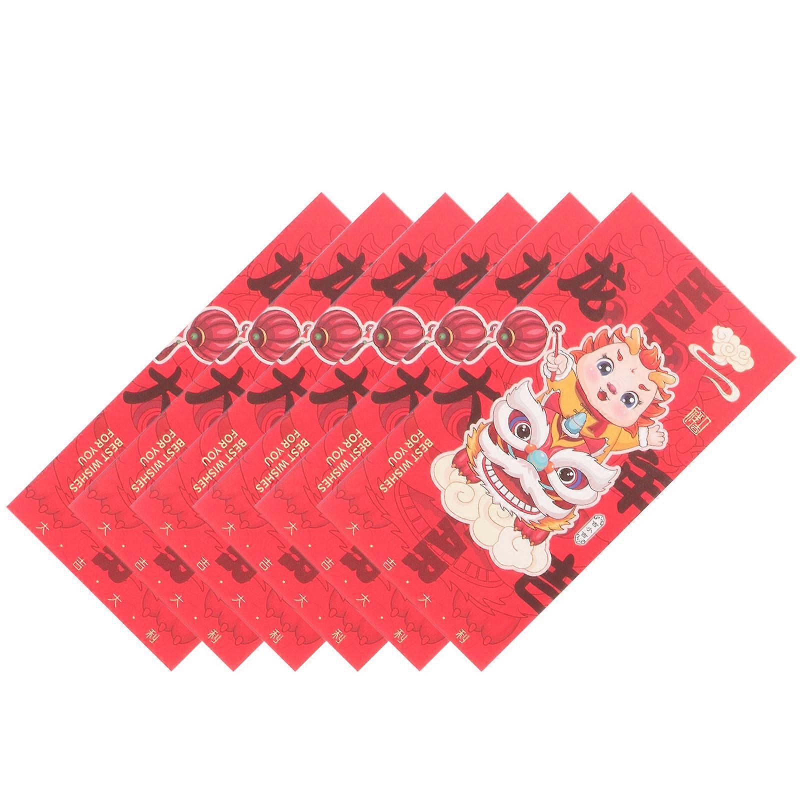 Red Envelopes Chinese New Year 6Pcs Dragon Pattern for Candy Storage