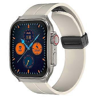 Smartwatch mit 2,02" 3D-gebogenem Display, Bluetooth-Anruffunktion, IP67, Always-on-Display, mechanischer Krone (Weiß)