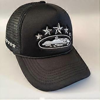 Nautical Graphic Vented Trucker Hat UV Protective Mesh Crown Unisex Summer Headgear for Outdoor Leisure and Resort Trips