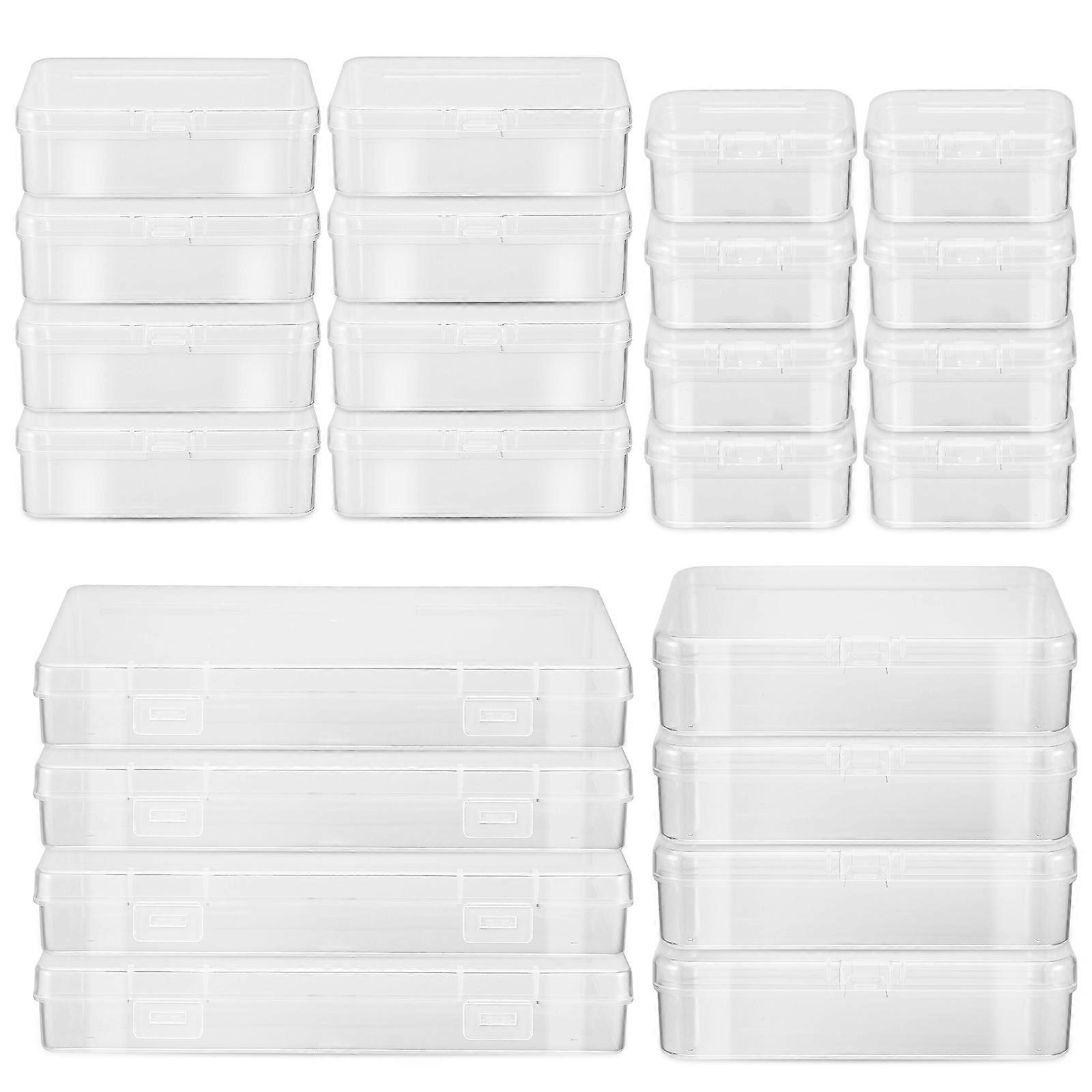 24pcs Clear Storage Boxes Small Storage Containers Craft Beads Holder Cases Small Tools Boxes Lidded Containers
