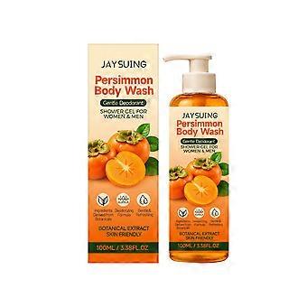 Persimmon Deodorizing Body Wash 100ml, Persimmon Green Tea Botanical Extract Shower Gel, Eliminate Elderly Body Odor Strong Sweat Foot Odor Gentle Dee