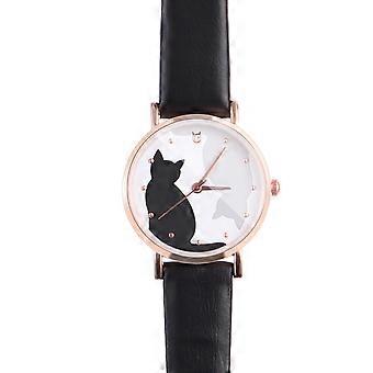 Easy Read Kids Watch Cartoon Cat for Girls Ukcoco Wrist Watch Black