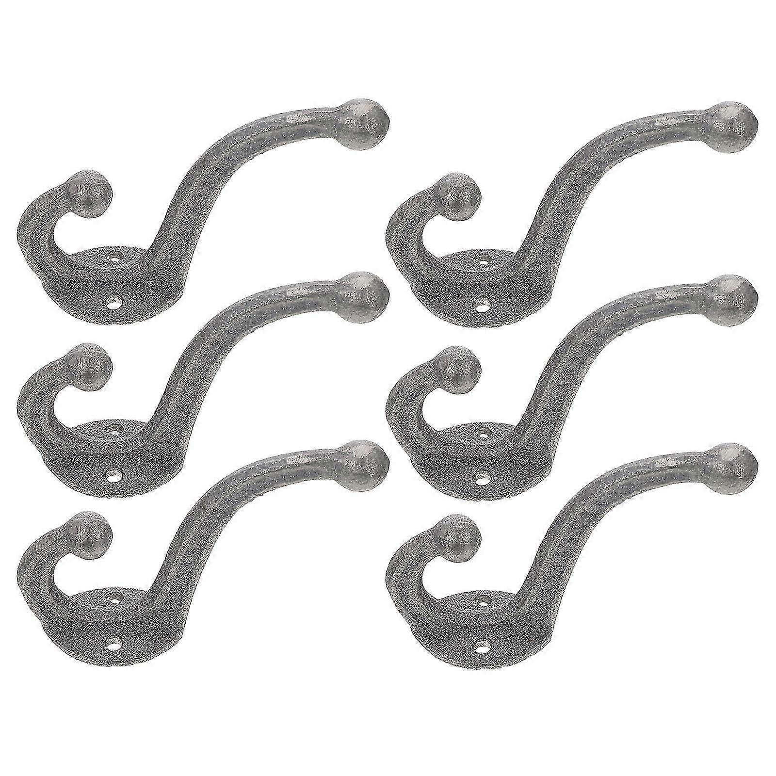 Clothes Hook Iron Cast Practical Hanging Hook for Storage 6Pcs Grey