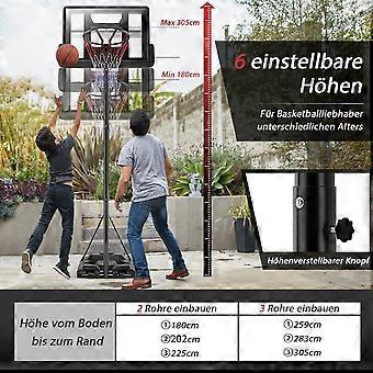 Basketball stand 180-305 cm height adjustable basketball hoop with stand & 2 wheels basket system for children