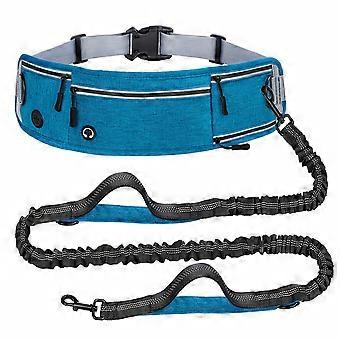 Hands-Free Dog Leash with Retractable Bungee and Reflective Strip, Adjustable Waist Belt with Pockets for Running Jogging
