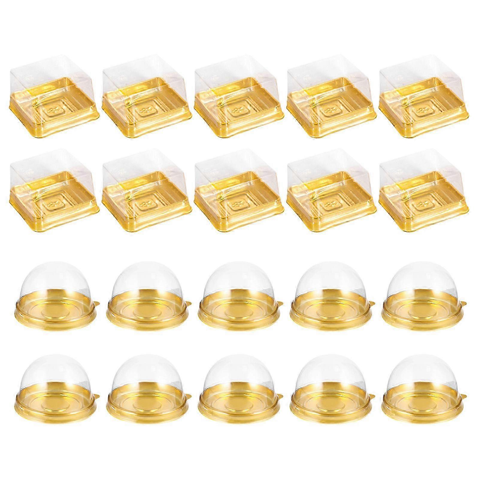 100 Pcs Convenient Moon Cake Boxes Round Cover Packaging Boxes (Golden)