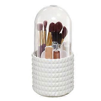 Soporte de brocha de maquillaje Prevención de polvo Caja de almacenamiento de maquillaje giratoria de 360 grados de gran capacidad de 5 compartimentos para el hogar tipo cuadros