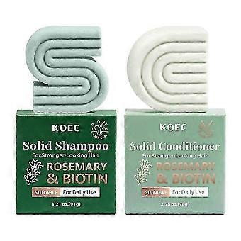 Conjunto de xampu e condicionador de alecrim e biotina para crescimento capilar - Barra de xampu e condicionador fortalecedora, espessante e volumizadora - Parabeno, sulfato