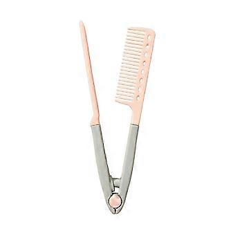 V Type Flat Iron Hair Straightener Comb with Frizz Control, Ergonomic NonSlip Handle, Pink