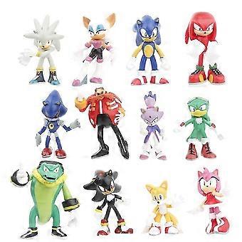 2024 Sonic PVC Personaggio Giocattolo Hedgehog Shadow Tail Figur Modell Dodor Barn Djurleksak 12st/set [MI]