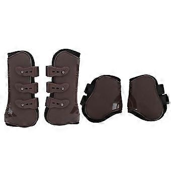 4Pcs Horse Front Hind Leg Boots PU Neoprene Horse Tendon Brace Guards Horse Protection Gears(Brown Front and Hind Set XL)