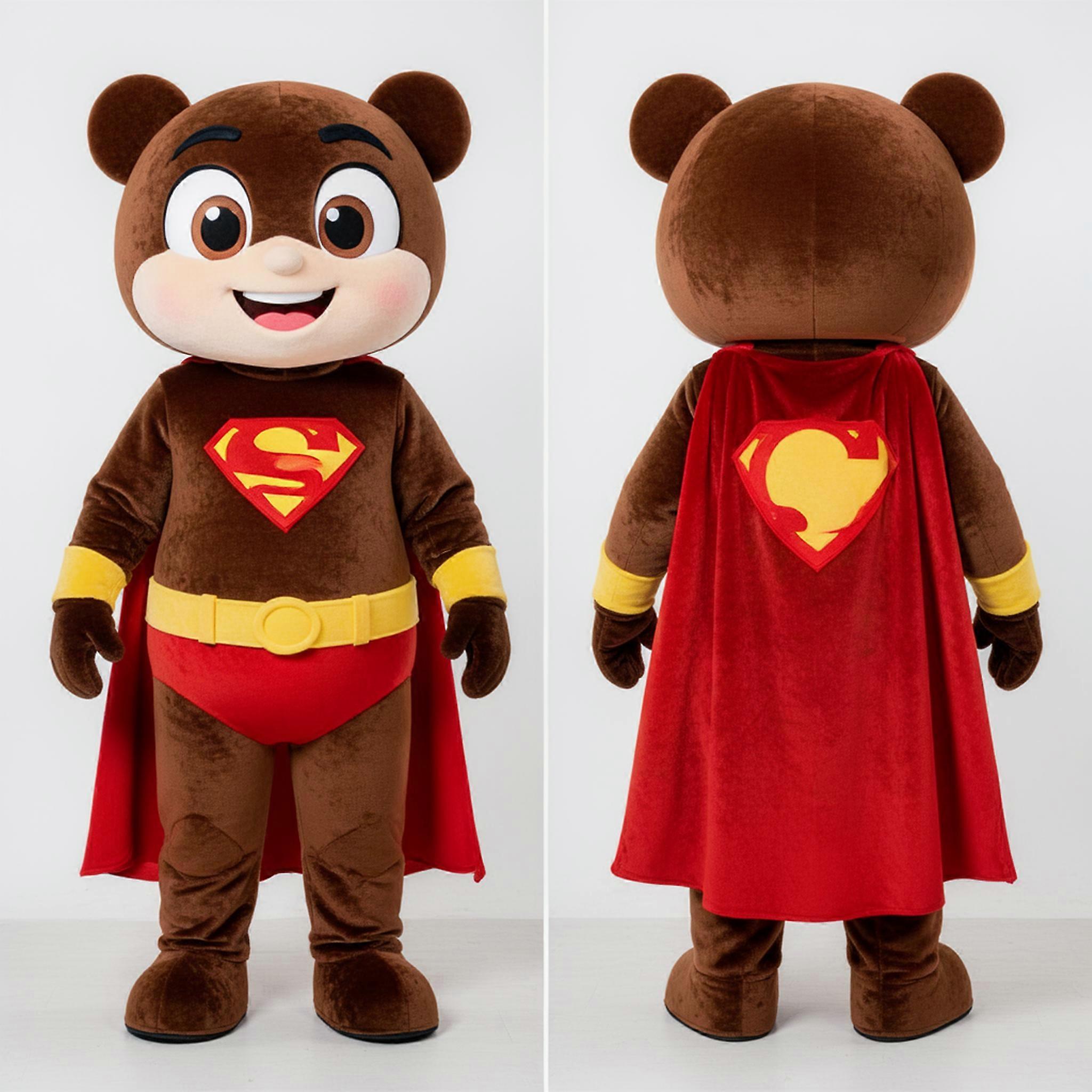 MASTICOT Brown Cuddly Superhero Mascot