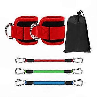 Leg Bounce Rope Training: Elastic Rope with Red Ankle Bands