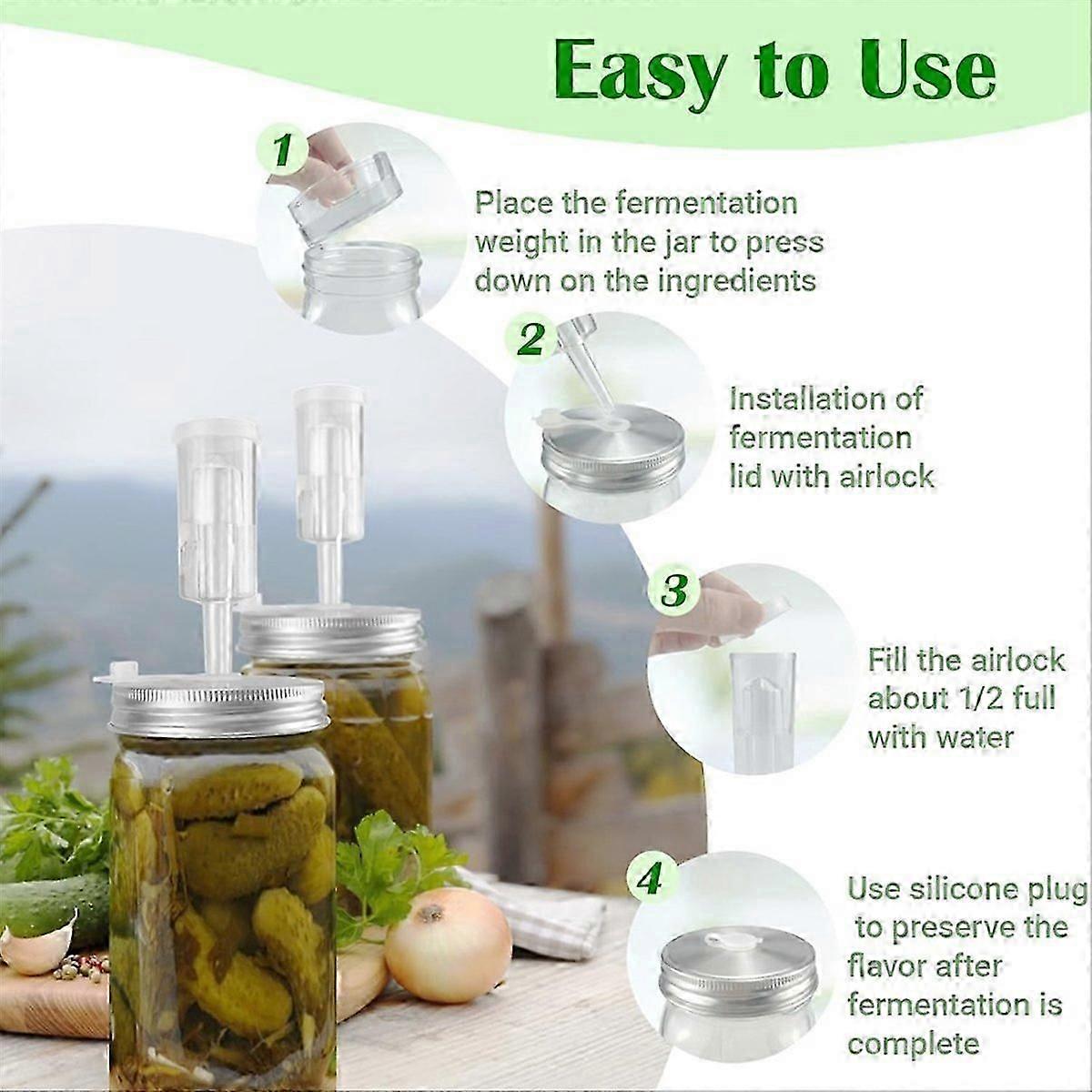 2 Pack 32 Oz Jar Fermentation Kit, Fermentation Jars