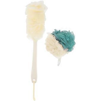 Long Handle Shower Bath Balls for Body Cleaning 4Pcs Mesh Sponge