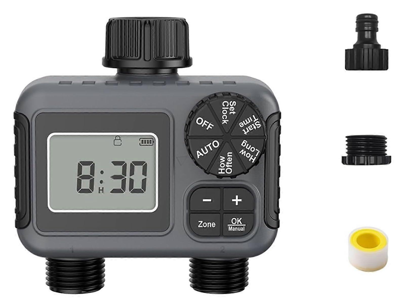 2Zone Garden Hose Timer Automatic Watering Irrigation Controller with Rain Delay for Lawn Yard