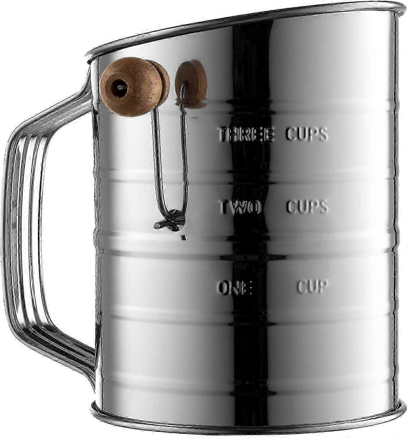 Stainless 3-Cup Crank Sifter
