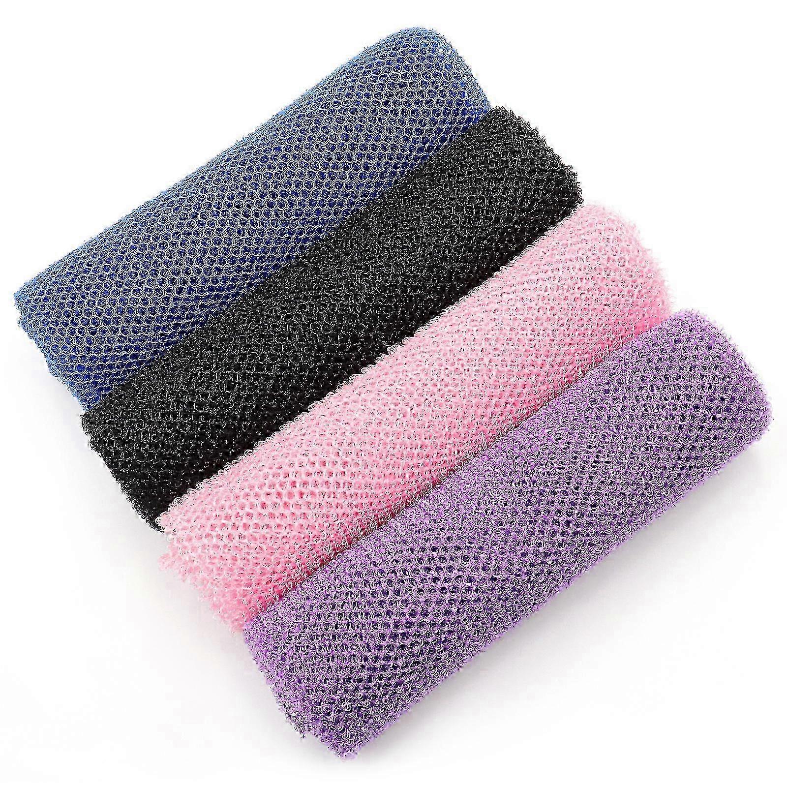 4pc Long Strip Back Scrub Towel Ash