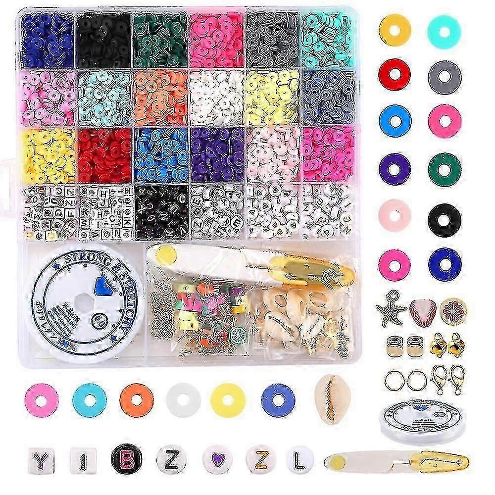 4105pcs Flat Round Polymer Clay Beads Set