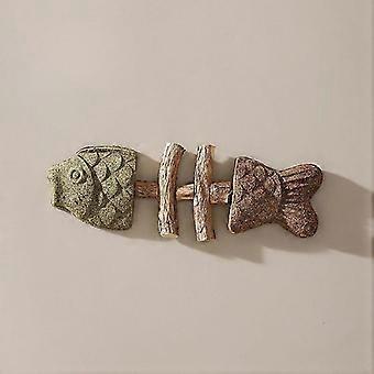 Creative Fish Bone Wooden Cat Toy-Catnip-Infused Kiwi-Scented Teeth Cleaning Stick,Durable Safe Chew Toy for Kittens&Adult Cats,Relaxing_yzad