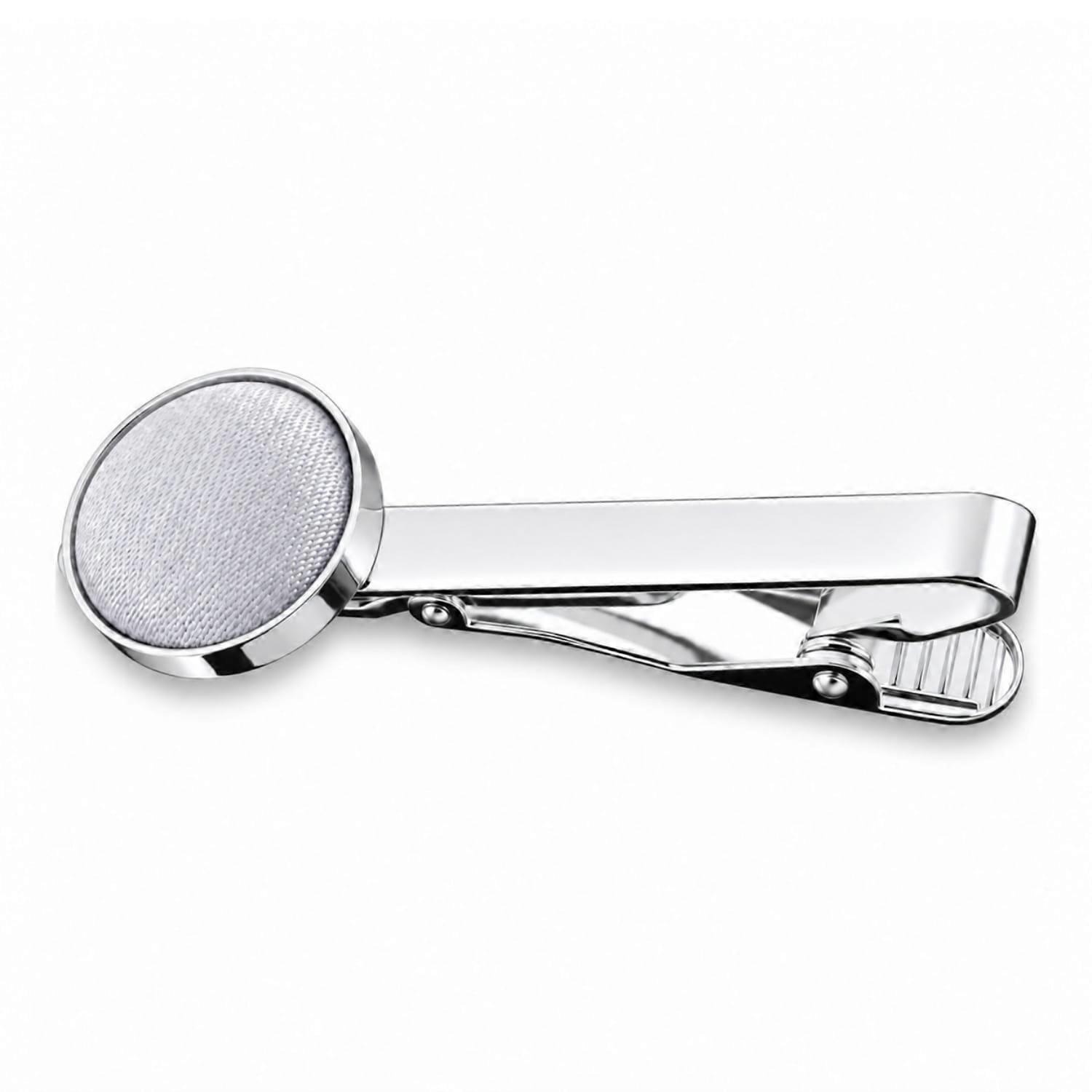 Silver Plain Satin Tie Clip
