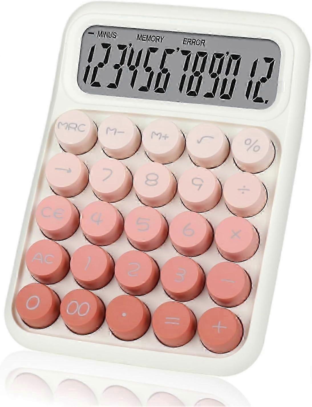 Pink Aesthetic Calculator with Large Buttons & LCD Display