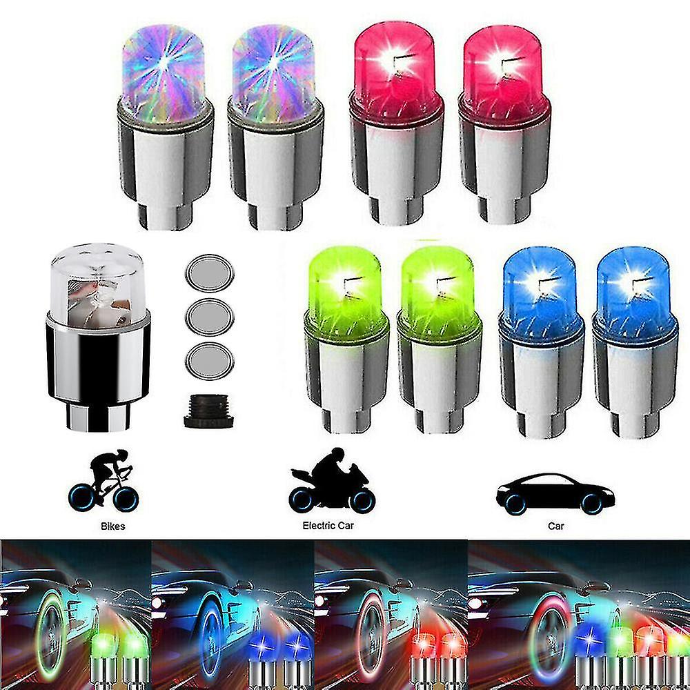 Car Tire Bike Tyre Led Decorative Flashing Light Wheel Valve Cap Lamp