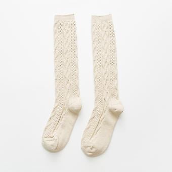 Kvinnors kalv Höga strumpor Tjock stickning långa strumpor Elastisk ribbdesign under knä Varma ben Strumpbyxor
