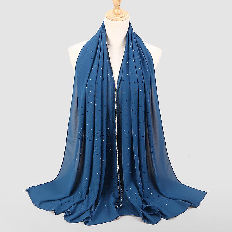 2 قطع المرأة لينة الشيفون حجر الراين وشاح طويل شال أزياء مسلم الحجاب رئيس التفاف الأوشحة