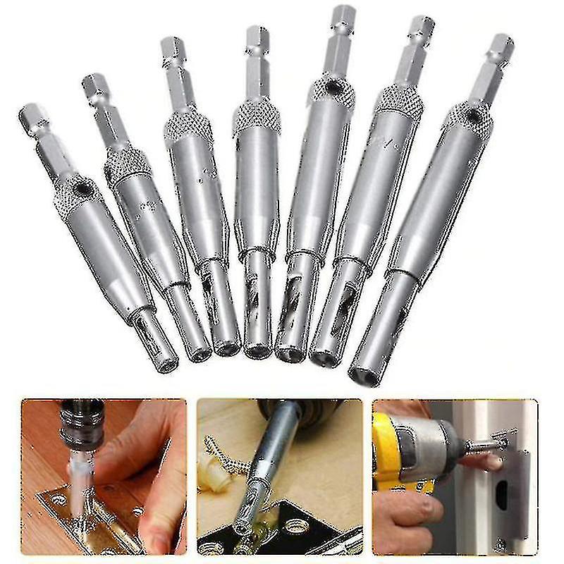 7pcs Self-centering Drill Bits High-speed Steel Hinge Drill Bit Door Window Hinge Hole Opener Hole