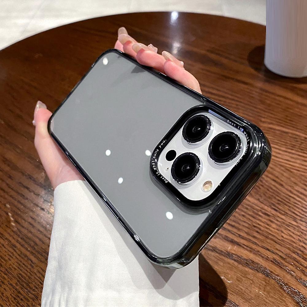 For iPhone 12/12 Pro Clear Back Cover PC+TPU Dual Layer Lens Frame Protective Phone Case-Black