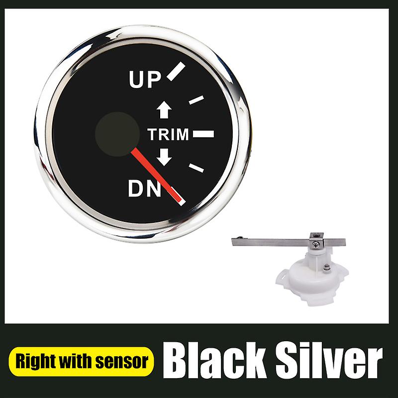 52mm Trim Gauge For Boat Outboard Engine Up-dn Right Side Trim Meter 0-190 Ohm With Red Backlight 12v/24v Stainless Steel Bezel