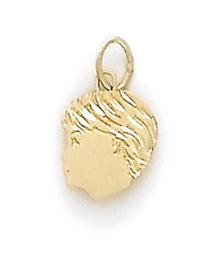 14k Yellow Gold Head Pendant Necklace-Pendant for Women - .4 Grams