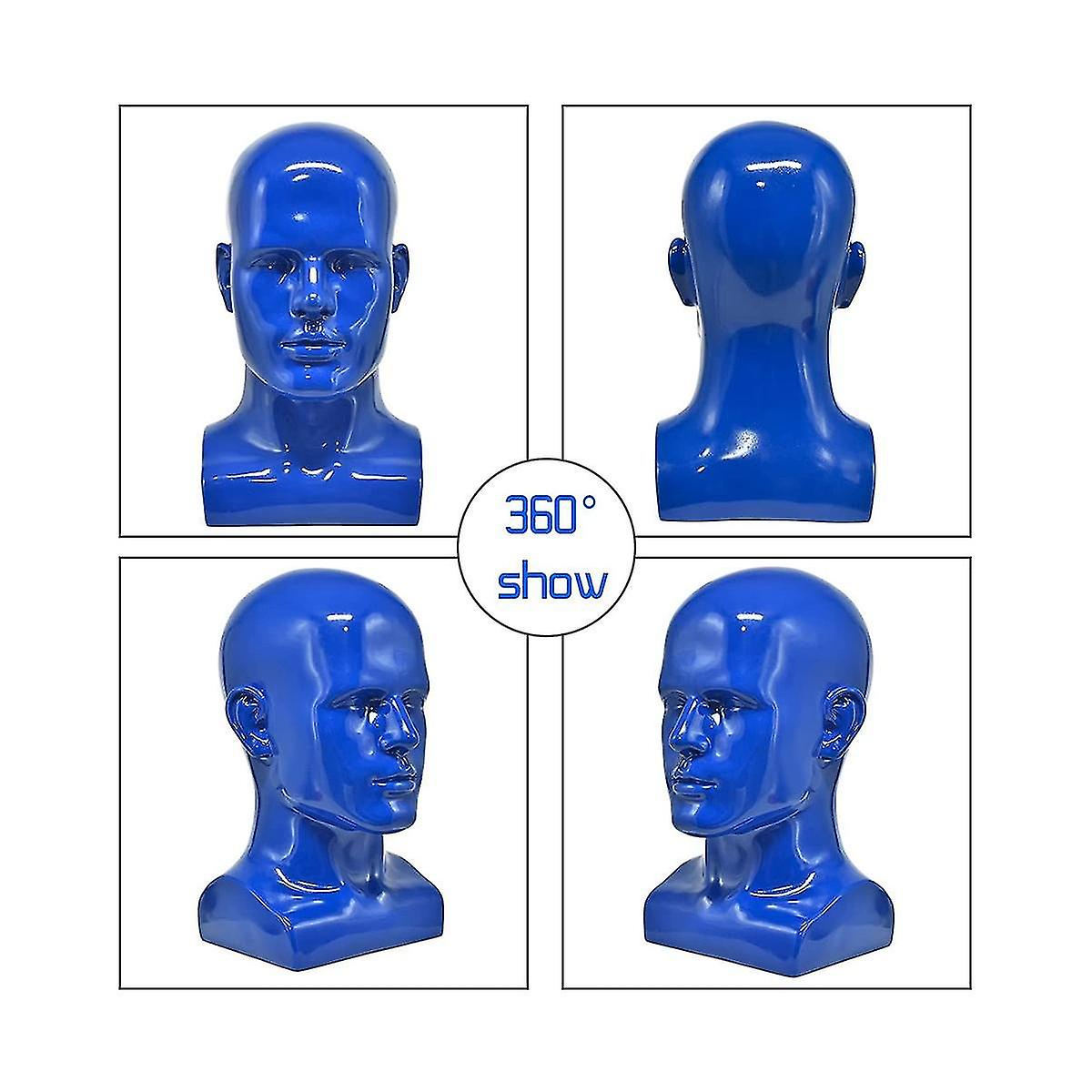Male Mannequin Head Professional Manikin Head For Display Wigs Hats Headphone Mask (blue)