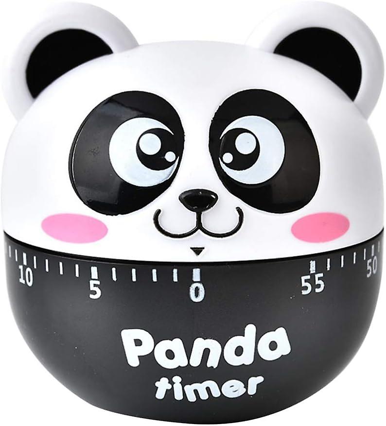 Kitchen Egg Timer Cute Classroom Timer Panda Shape Mechanical Kitchen Baking Cooking Timer Reminder 60 Minutes (black)
