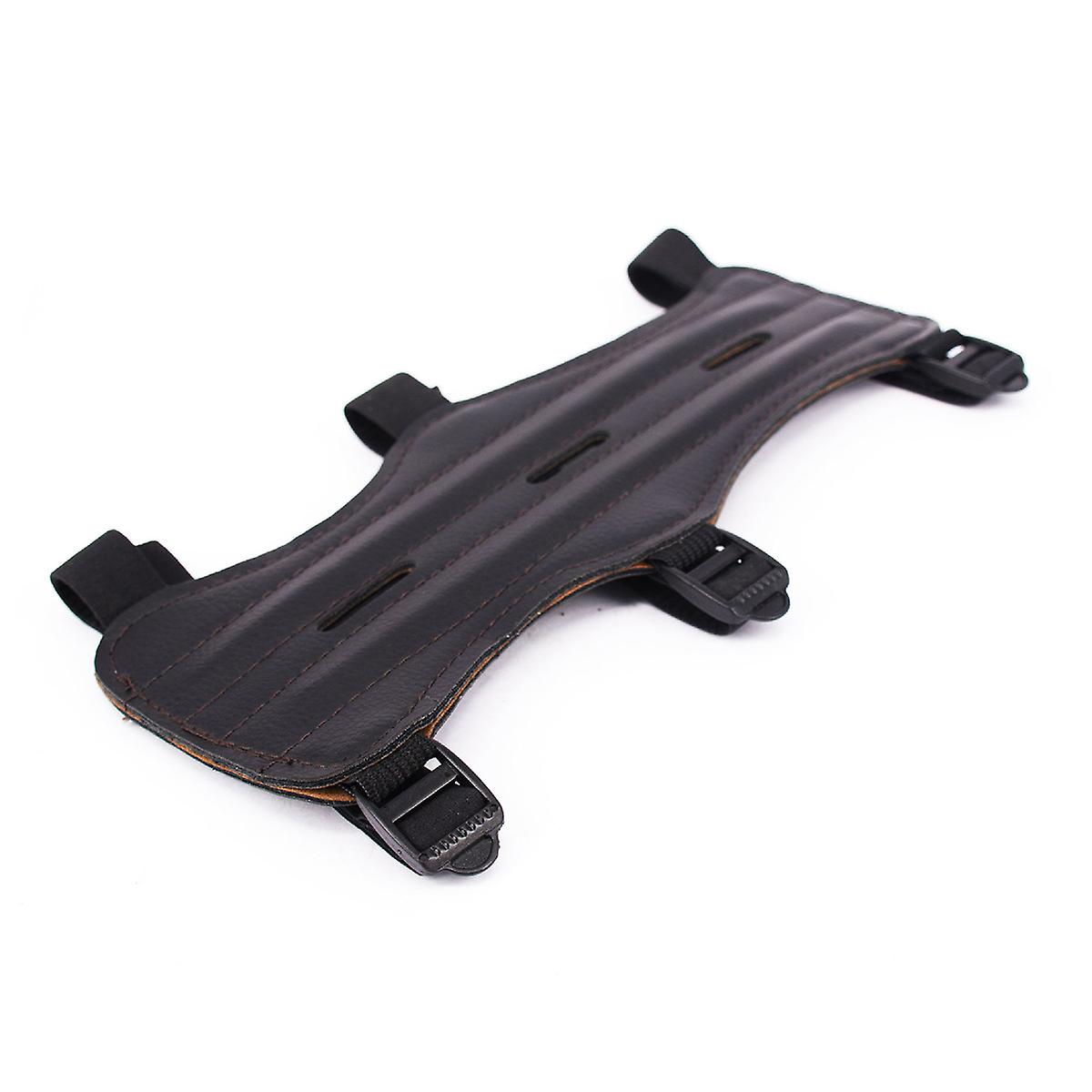 Shooting Archery Arm Guard Protection Safe Guard Leather with 3 Adjustable Straps