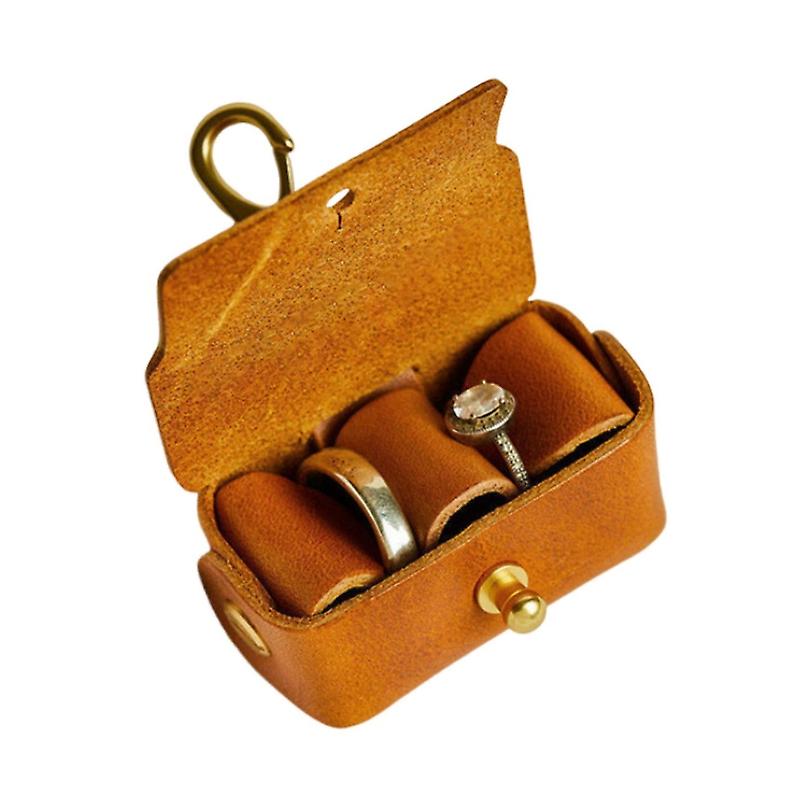 Ring Organizer Faux Läder Mjukt Foder Reptåligt Hållbart Smyckeskrin För Vigselringar