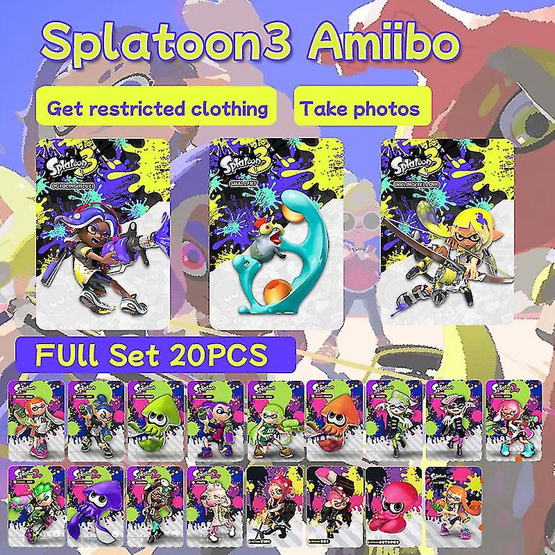 New 20pcs Switch Splatoon 3amiibo Card Splatoon1-3 Generation Universal Limited Clothing Linkage Card