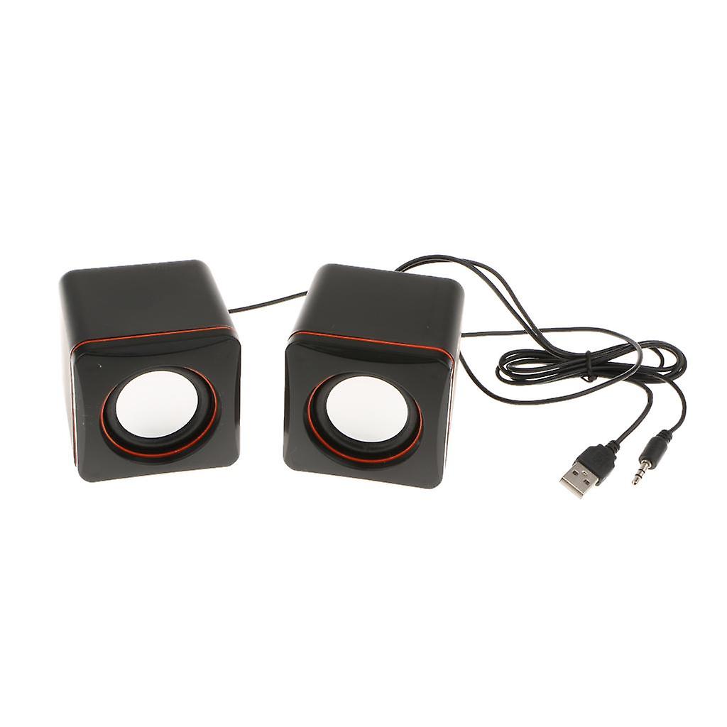 Mini Wired USB Powered Stereo Computer Speaker for Desktop Notebook Black