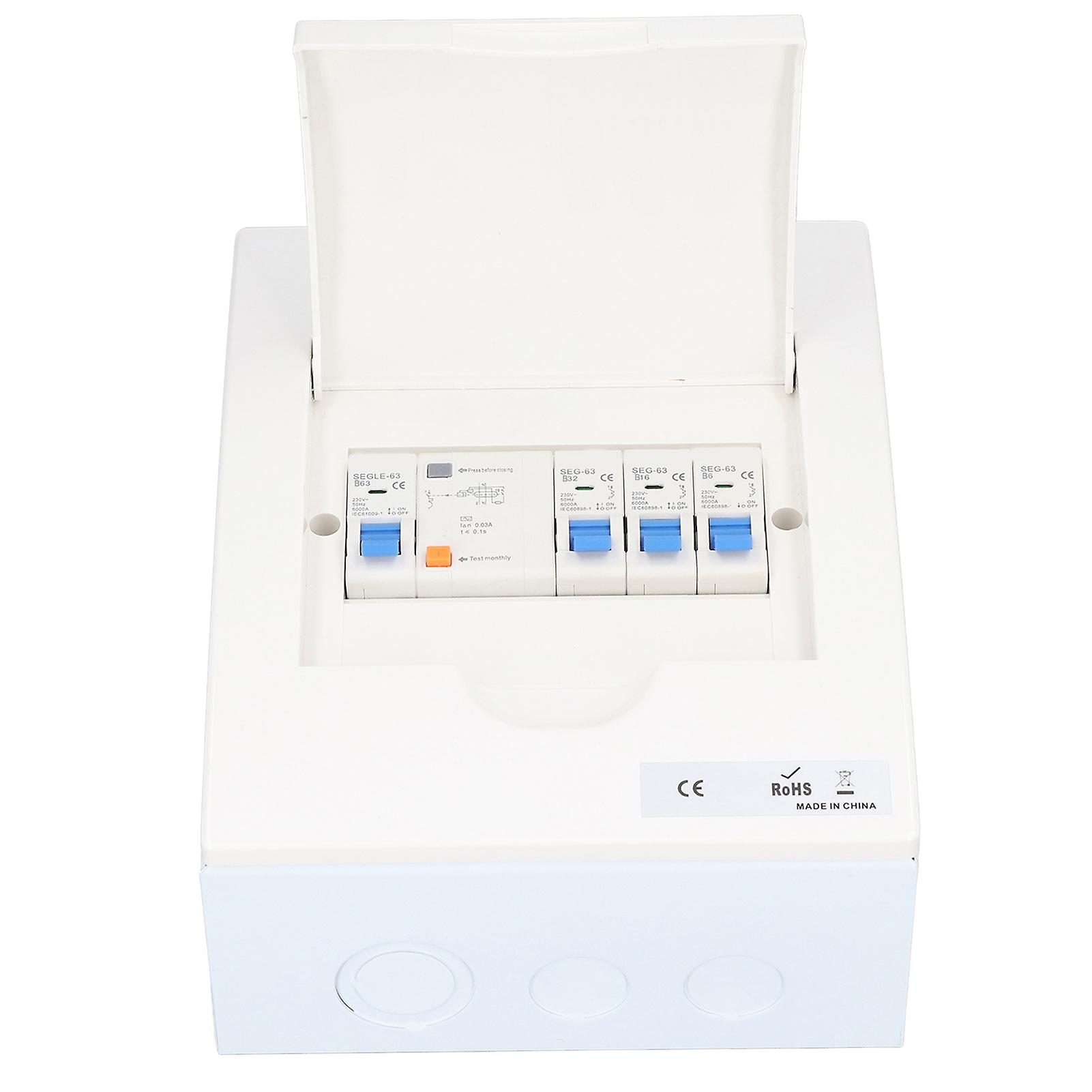 3 Way  Indoor Distribution Box  Standard 3MCB (B6A+B16A+B32A) RCD (63A 1P+N) B Breaker