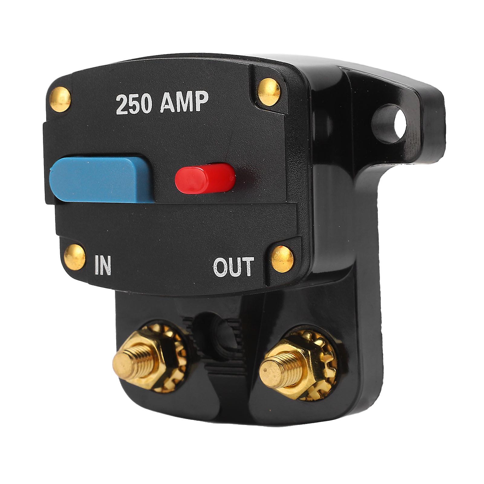 Car Audio Circuit Breaker Manual Reset Fuse Inline Inverter Holder for Car Audio Stereo System Boat Trucks Buses 250A