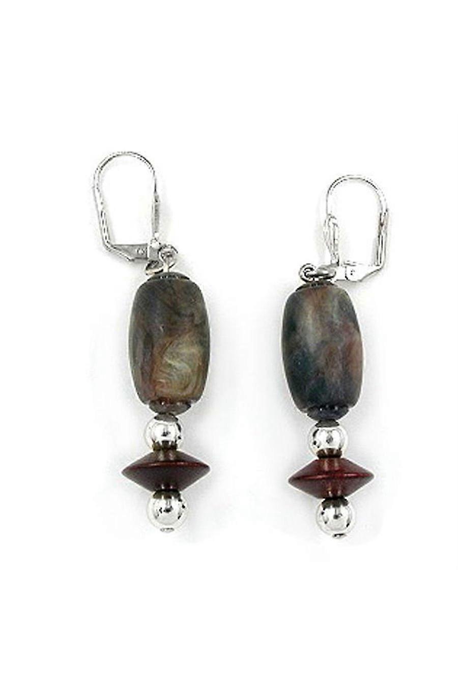 Leverback Earrings Dark Brown Grey - Gl03323