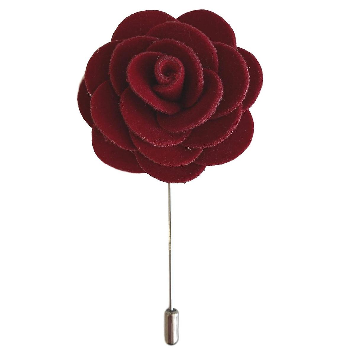 Dark Red Velvet Flower/Rose Lapel Pin