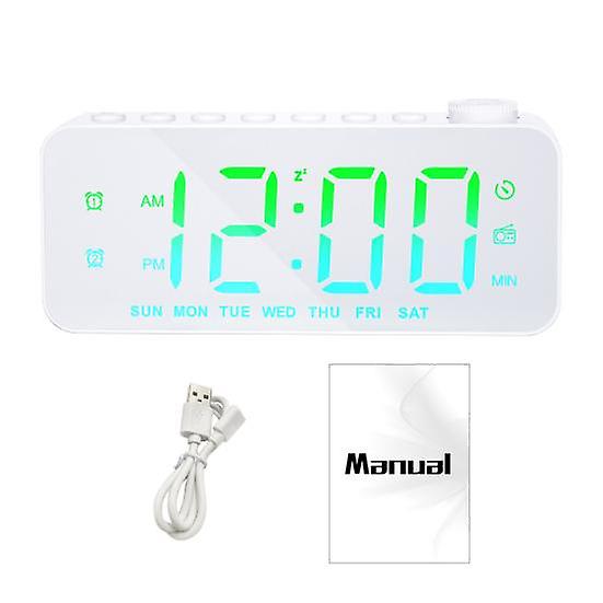 1 Set Alarm Clock Snooze Function FM Radio 8 Alarm Sounds USB Charger LED Display Dimmable Large Screen Digital Clock for Students