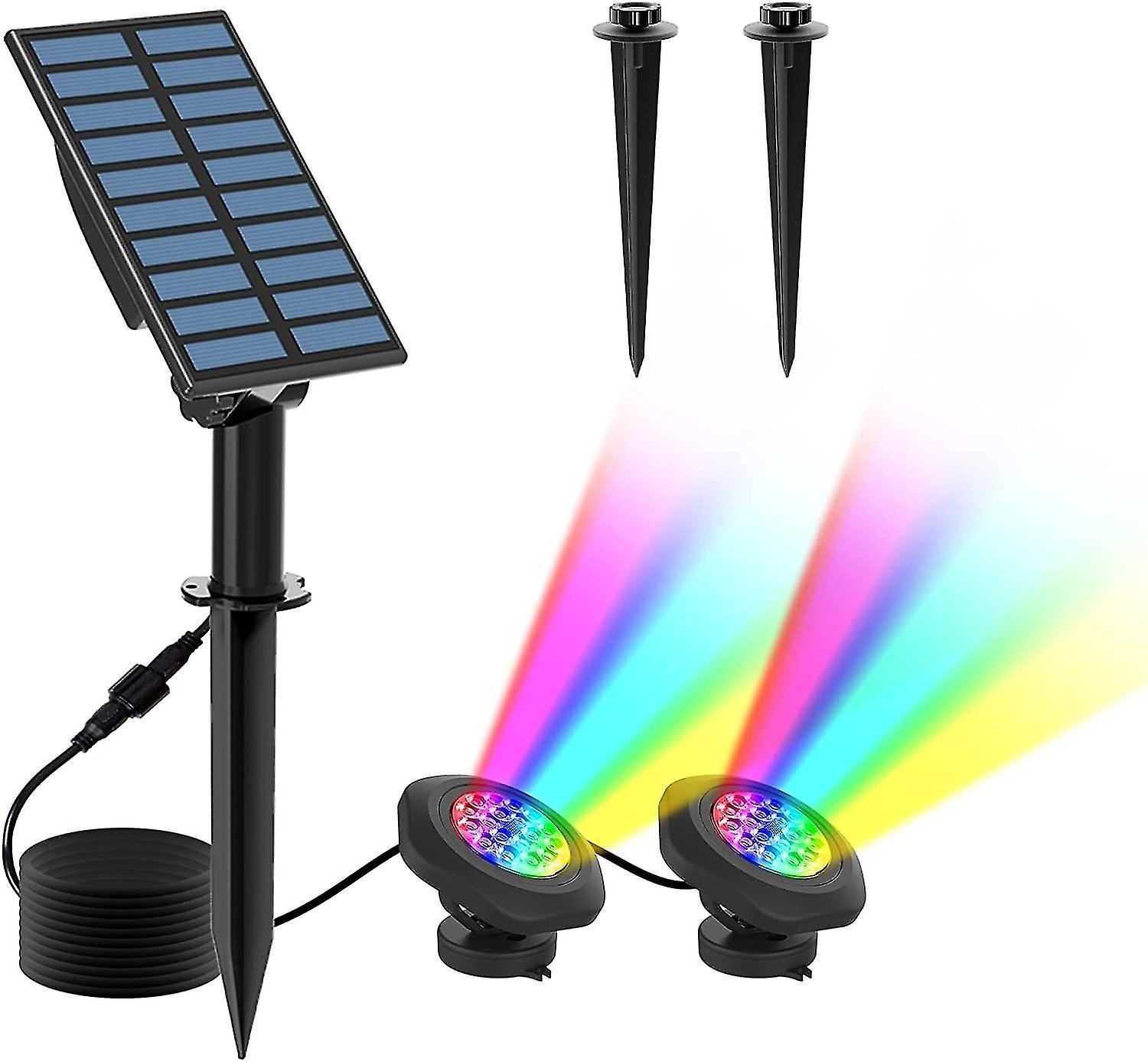 Solar pond light 2 modes submersible light, color changeable, IP68 waterproof, automatic on/off, gar