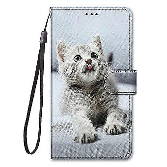 Case For Xiaomi Redmi 10 5g Painted Flip Cover Magnetic Coque Cover Etui Closure - Gray Kitten