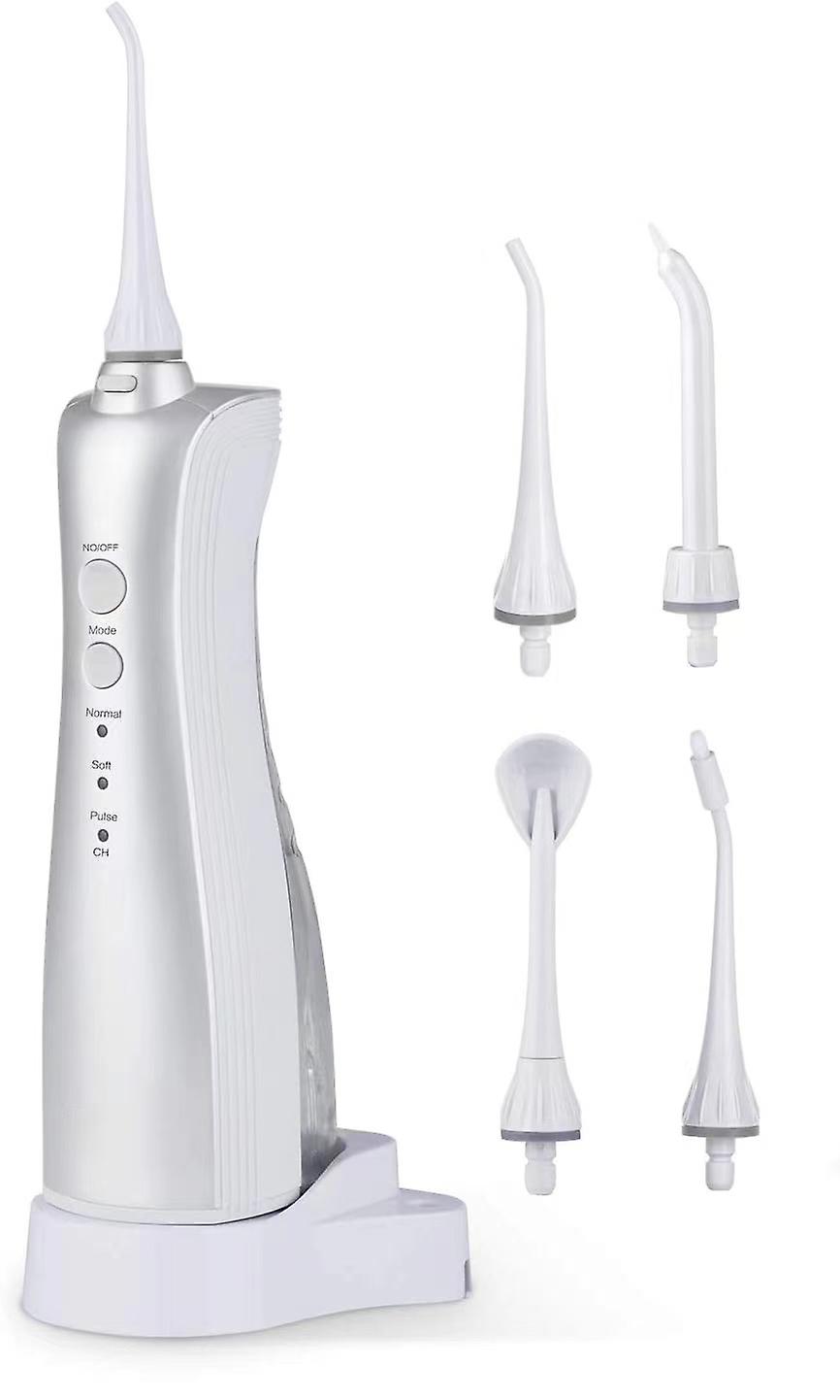 Water Flosser for Teeth with 5 Interchangeable Tips IPX7 Sliver